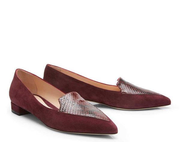 Burgundy suede flat shoes best sale